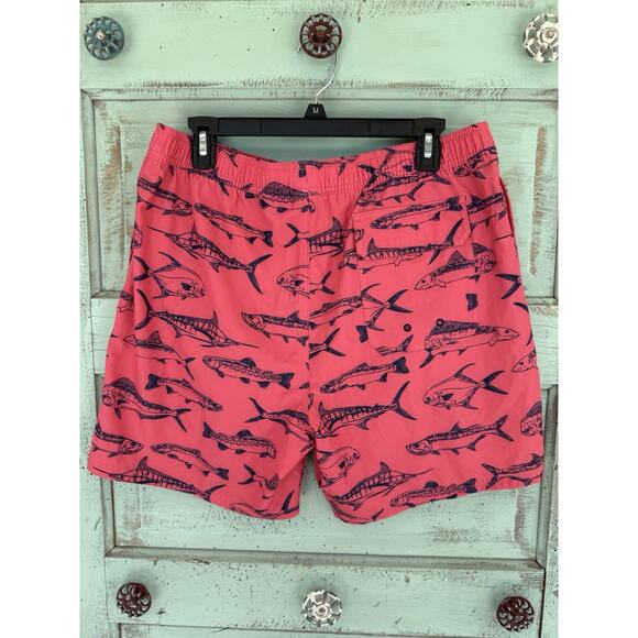 Vineyard vines Men’s Swim Trunks Pink/Blue Fish Print 34” Waist 8” Inseam - Picture 3 of 7